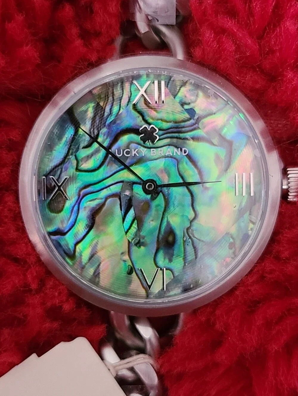 Lucky Brand Iridescent Shell Face Chain Watch - Multicolor. Stainless Steel